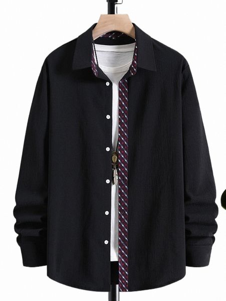 men's casual shirts men plaid panel shirt without tee j36a#, White;black