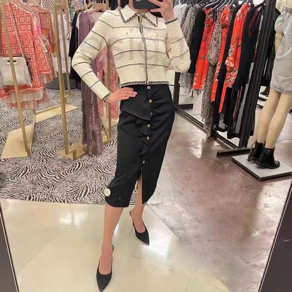 skirts designer fadan s's 2022 spring and summer new versatile fashion solid color ruffle single breasted skirt fei7, Black 
skirts designer fadan s's 2022 spring and summer new versatile fashion solid color ruffle single breasted skirt fei7, Black