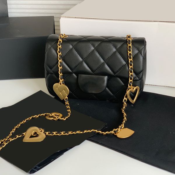 vintage womens classic mini flap quilted bags lambskin gold metal hardware matelasse chain with heart charms crossbody shoulder sacoche blac
vintage womens classic mini flap quilted bags lambskin gold metal hardware matelasse chain with heart charms crossbody shoulder sacoche blac