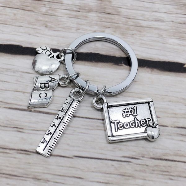 teacher's day keychain gift ruler apple book backpack pendant teacher thank you key ring, Silver
teacher's day keychain gift ruler apple book backpack pendant teacher thank you key ring, Silver