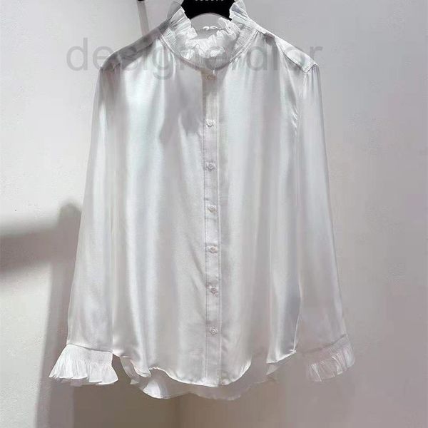 women's blouses & shirts designer fadan 2021 autumn winter new fungus collar versatile mulberry silk long sleeve shirt pc8y, White 
women's blouses & shirts designer fadan 2021 autumn winter new fungus collar versatile mulberry silk long sleeve shirt pc8y, White