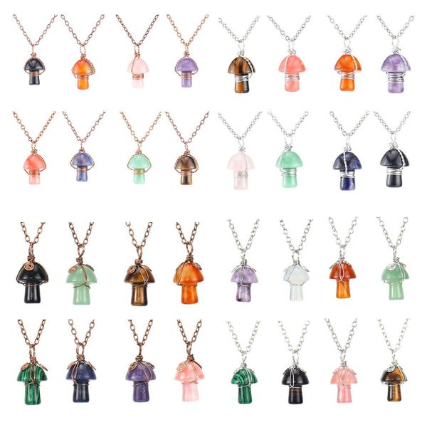 natural stone wire wrap carving mushroom pendant reiki healing crystal tiger eye quartz aventurines necklace for women jewelry, Silver
natural stone wire wrap carving mushroom pendant reiki healing crystal tiger eye quartz aventurines necklace for women jewelry, Silver