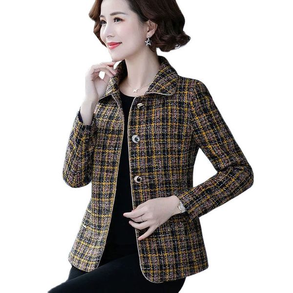 women s jackets plaid short women korean spring autumn middle aged mother fashion casual windbreaker female outwear 220905, Black;brown
women s jackets plaid short women korean spring autumn middle aged mother fashion casual windbreaker female outwear 220905, Black;brown