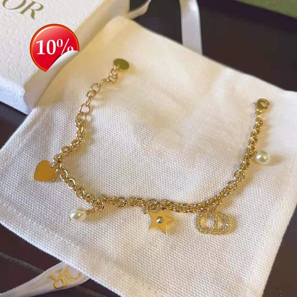 luxury design women's necklace / dejia new full diamond cd letter star love pearl series the same fashion net red bracelet, Silver
luxury design women's necklace / dejia new full diamond cd letter star love pearl series the same fashion net red bracelet, Silver