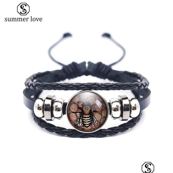 link chain 17mm bee glass tray mtilayer leather bracelet for women men adjustable size zinc alloy charm fashion jewelry drop sport1 dho6k, Black
link chain 17mm bee glass tray mtilayer leather bracelet for women men adjustable size zinc alloy charm fashion jewelry drop sport1 dho6k, Black