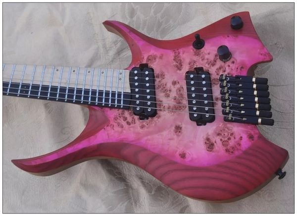 factory custom 7 strings headless faned electric guitar with ash body burl maple veneer black hardwares can be customized
factory custom 7 strings headless faned electric guitar with ash body burl maple veneer black hardwares can be customized