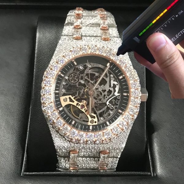 new version skeleton moissanite diamonds watch pass test rose gold mixed silver mechanical eta movement men luxury iced out sapphire watches, Slivery;brown
new version skeleton moissanite diamonds watch pass test rose gold mixed silver mechanical eta movement men luxury iced out sapphire watches, Slivery;brown