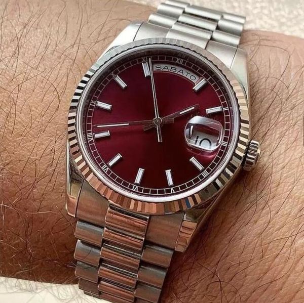 sales priority men's watch cherry red dial magnifying glass's calendar week date luxury version v3 series mechanical sapphire glas, Slivery;brown
sales priority men's watch cherry red dial magnifying glass's calendar week date luxury version v3 series mechanical sapphire glas, Slivery;brown