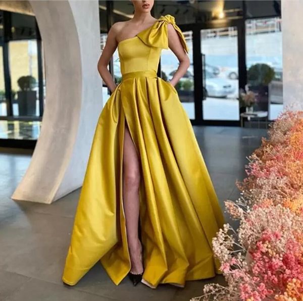 elegant evening dresses yellow one shoulder bow prom prom with pockets 2022 side high slit a-line long formal party dress vestidos gb0906, Black;red
elegant evening dresses yellow one shoulder bow prom prom with pockets 2022 side high slit a-line long formal party dress vestidos gb0906, Black;red