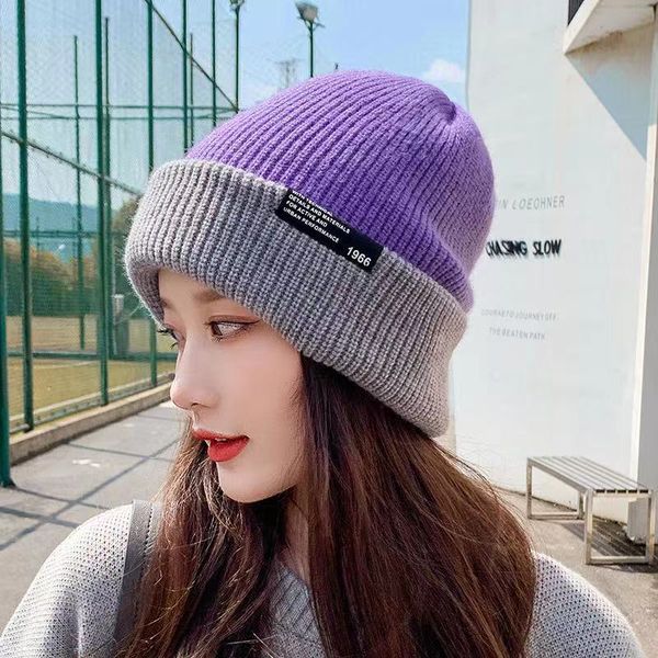 hat winter double-layer thickened warm knitted hat double-sided wild label wool hat, Blue;gray
hat winter double-layer thickened warm knitted hat double-sided wild label wool hat, Blue;gray