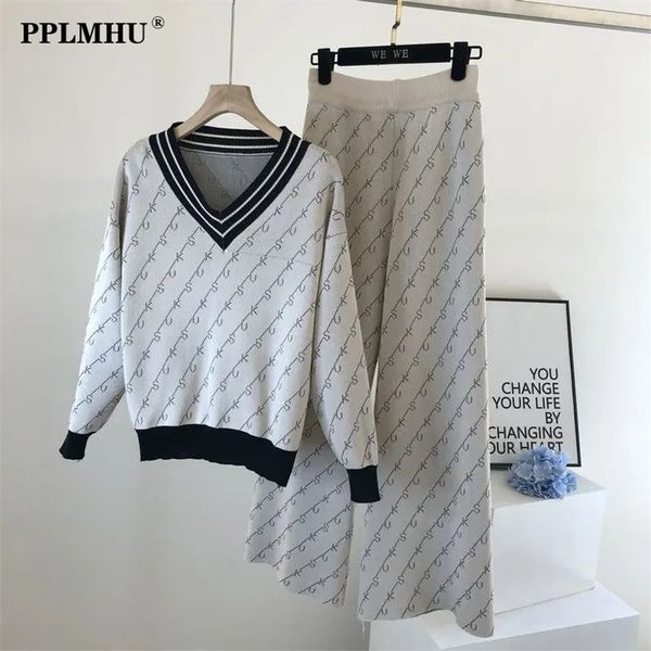 womens two piece pants fall letter striped knitted wide leg pant suit women korean fashion two piece set casual loose v neck pullover sweate, White
womens two piece pants fall letter striped knitted wide leg pant suit women korean fashion two piece set casual loose v neck pullover sweate, White