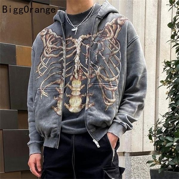 women's hoodies sweatshirts 2022 ladies hoodie skeleton destruction washed distressed zip jacket trend loose high street hip hop hooded, Black
women's hoodies sweatshirts 2022 ladies hoodie skeleton destruction washed distressed zip jacket trend loose high street hip hop hooded, Black