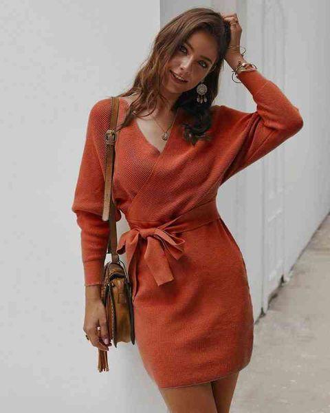 bodycon wrap sweater dress women autumn 2020 long sleeve sashes tied mini casual cotton knitted elegant winter dress cloth t220819, Black;gray
bodycon wrap sweater dress women autumn 2020 long sleeve sashes tied mini casual cotton knitted elegant winter dress cloth t220819, Black;gray