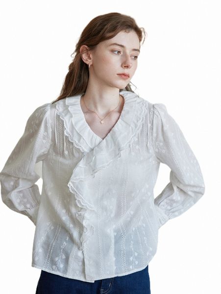 women's blouses & shirts simple retro plants embroidery ruffle trim shirt k0vz#, White
women's blouses & shirts simple retro plants embroidery ruffle trim shirt k0vz#, White