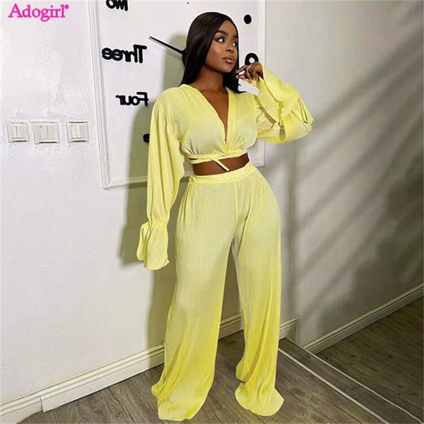 womens two piece pants adogirl solid pleated 2 piece sets women autumn outfits lace up v neck long flare sleeve blouse crop wide leg pants s, White
womens two piece pants adogirl solid pleated 2 piece sets women autumn outfits lace up v neck long flare sleeve blouse crop wide leg pants s, White