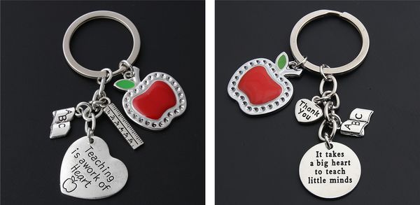 teacher's day keychain heart teacher gift thank you for miaking new dripping oil apple jewelry key ring, Silver
teacher's day keychain heart teacher gift thank you for miaking new dripping oil apple jewelry key ring, Silver