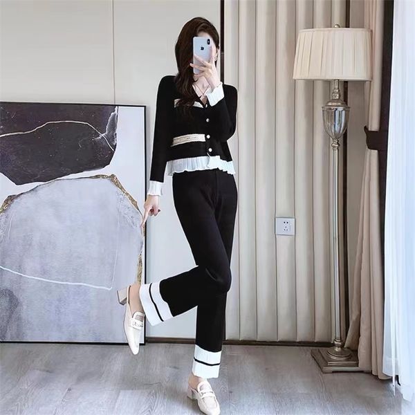 womens two piece pants autumn knitted two piece sets womens outifits casual patchwork cardigan sweater wide leg pants tracksuit suits female, White
womens two piece pants autumn knitted two piece sets womens outifits casual patchwork cardigan sweater wide leg pants tracksuit suits female, White