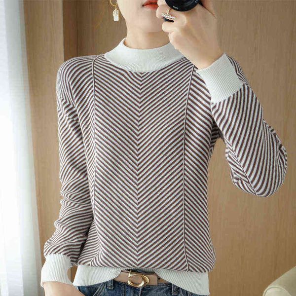 women's sweaters pure cotton sweater women's spring autumn new half high neck knitted pullover loose and thin fashion striped colo, White;black
women's sweaters pure cotton sweater women's spring autumn new half high neck knitted pullover loose and thin fashion striped colo, White;black