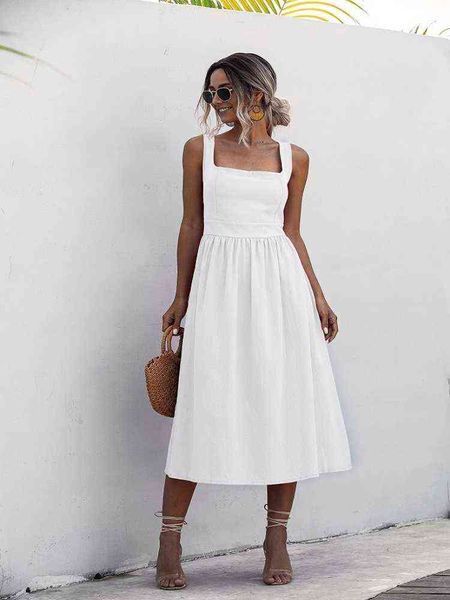women long dress summer backless casual white black ruched slip midi sundresses 2022 ladies spaghetti strap vestido clothes t220819, Black;gray
women long dress summer backless casual white black ruched slip midi sundresses 2022 ladies spaghetti strap vestido clothes t220819, Black;gray