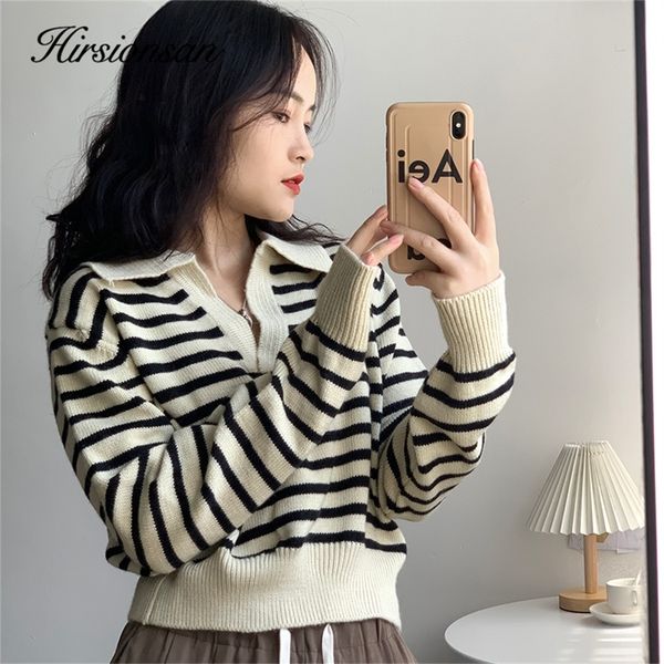 womens sweaters hirsionsan striped sweater women korean warm knitted female loose turn down neck ladies cashmere short jumpers 220906, White;black
womens sweaters hirsionsan striped sweater women korean warm knitted female loose turn down neck ladies cashmere short jumpers 220906, White;black