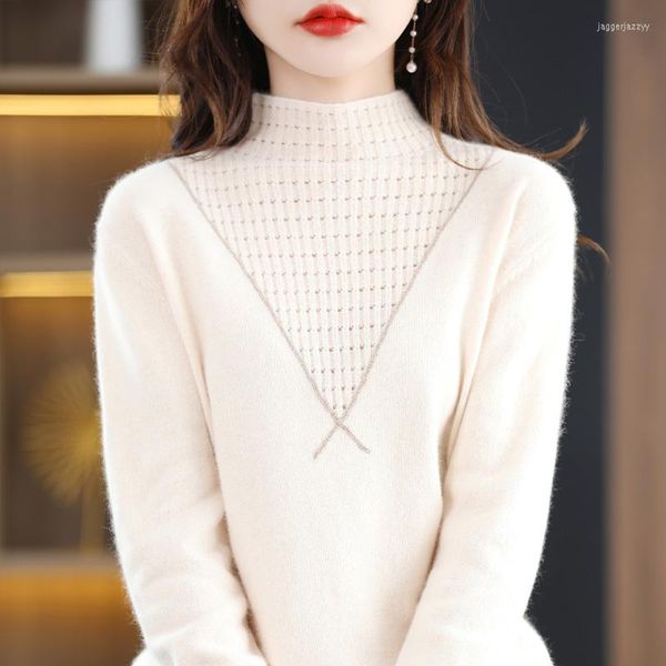 women's sweaters women's pullover elegant fall/winter pure wool sweater loose half turtleneck ladies overside casual knitwear, White;black
women's sweaters women's pullover elegant fall/winter pure wool sweater loose half turtleneck ladies overside casual knitwear, White;black