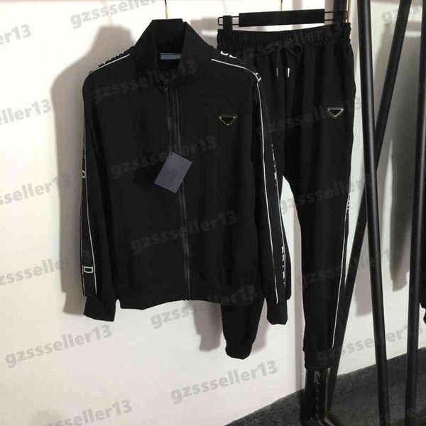 womens tracksuits letter triangle print two piece sets stand-up zip jacket and webbing trousers jogging suit designer women clothing size s-, Gray 
womens tracksuits letter triangle print two piece sets stand-up zip jacket and webbing trousers jogging suit designer women clothing size s-, Gray