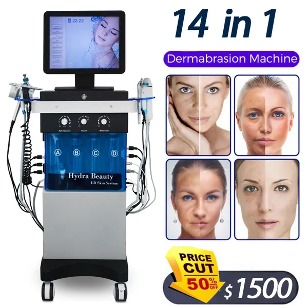 Image of 11 IN 1 H2O Dermabrasion Facial Machine Aqua Face Clean Microdermabrasion Professional Oxygen Facial Equipment Crystal Diamond Water Peeling