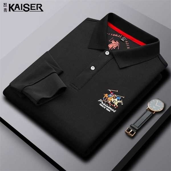 men's polos for men fall pure color embroidery long sleeve daily casual fashion business shirt polo homme 220905, White;black
men's polos for men fall pure color embroidery long sleeve daily casual fashion business shirt polo homme 220905, White;black