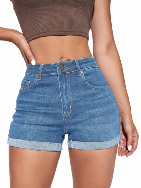 women's shorts roll up hem denim shorts 2022 new t2jb#, White;black