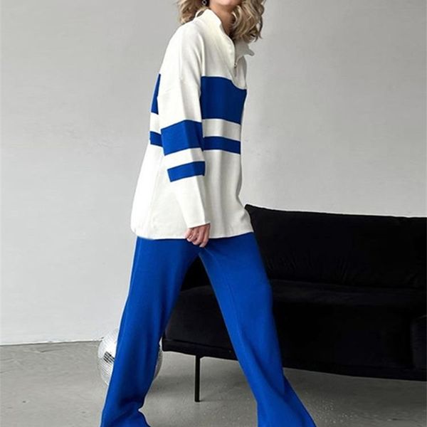 womens two piece pants loose stripe knitted women set casual lapel zipper sweater and wide leg pants suit autumn winter fashion warm thick o, White
womens two piece pants loose stripe knitted women set casual lapel zipper sweater and wide leg pants suit autumn winter fashion warm thick o, White