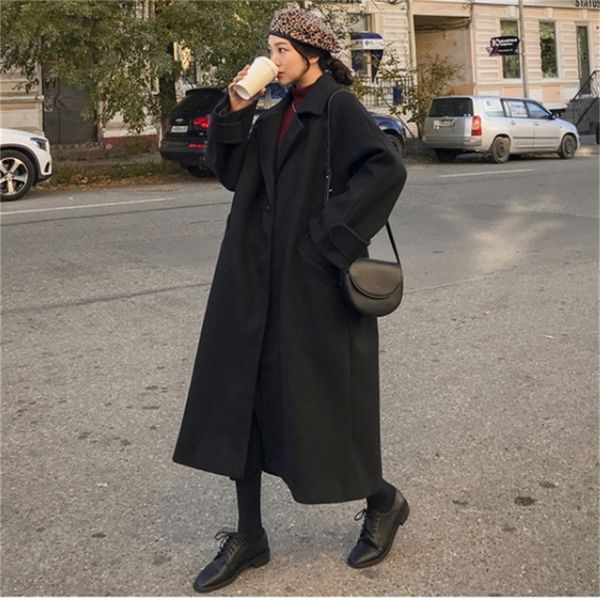 women's wool blends autumn and winter korean woolen coat women's classic retro double breasted loose and slim medium and long wool, Black
women's wool blends autumn and winter korean woolen coat women's classic retro double breasted loose and slim medium and long wool, Black