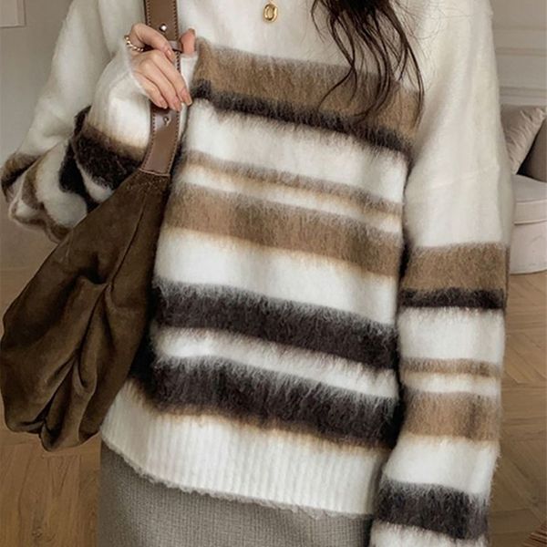 womens sweaters knit sweater women striped pullover ladies casual loose jumper female round neck long sleeve elegant knitwear pull femme 220, White;black
womens sweaters knit sweater women striped pullover ladies casual loose jumper female round neck long sleeve elegant knitwear pull femme 220, White;black