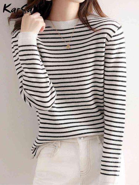 women's sweaters korean fashion striped sweater women knitted autumn pullovers 2022 casual pulls striped pullover white sweaters for w, White;black
women's sweaters korean fashion striped sweater women knitted autumn pullovers 2022 casual pulls striped pullover white sweaters for w, White;black