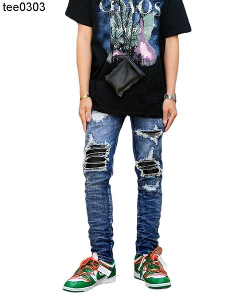 612 high street jeans fashion brand men's hole patch beggar jeans korean fashion personalized amirs pants, Blue
612 high street jeans fashion brand men's hole patch beggar jeans korean fashion personalized amirs pants, Blue