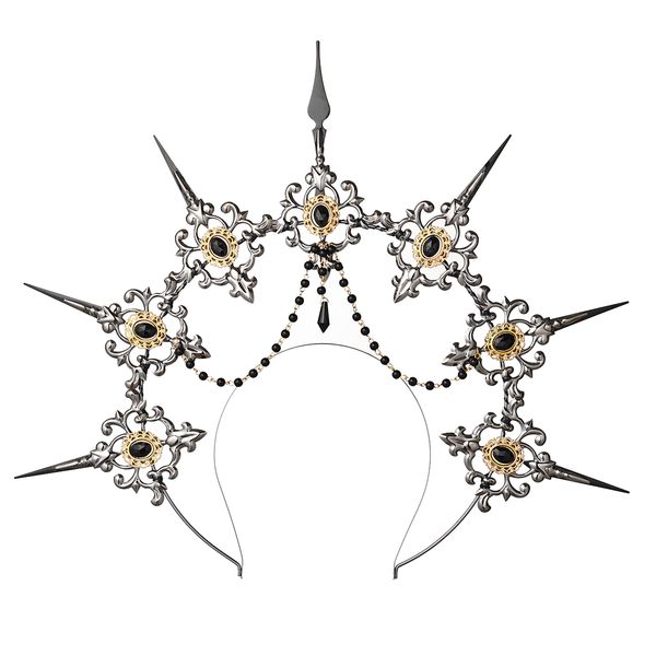 goth halo headband costume accessories women girl spike crown headpiece, Silver
goth halo headband costume accessories women girl spike crown headpiece, Silver