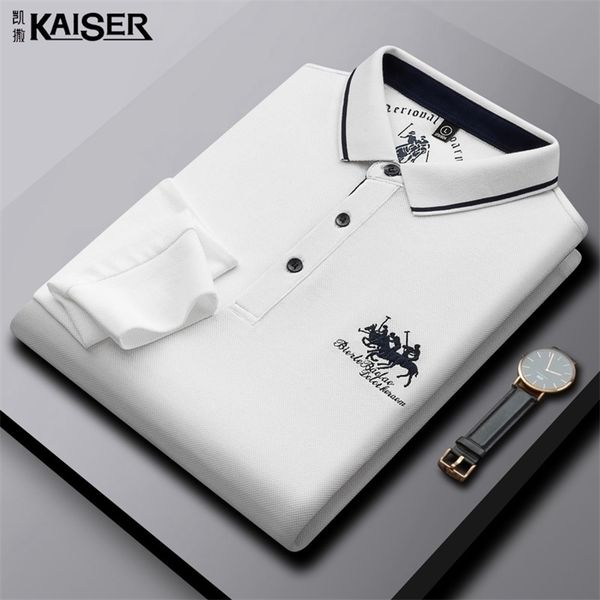 men's polos for men fall spot cotton embroidered solid color long sleeve fitted fashion business shirtpolo homme 220905, White;black
men's polos for men fall spot cotton embroidered solid color long sleeve fitted fashion business shirtpolo homme 220905, White;black