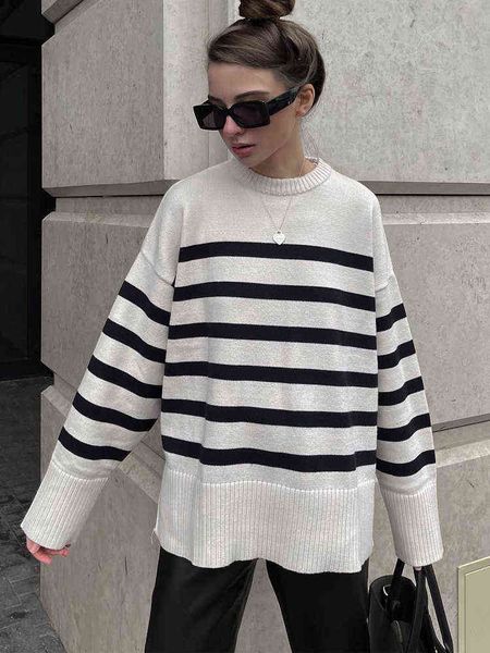 women's sweaters women autumn casual striped pullover sweaters 2022 o-neck loose knitting female fashion street warm sweater clothes t2, White;black
women's sweaters women autumn casual striped pullover sweaters 2022 o-neck loose knitting female fashion street warm sweater clothes t2, White;black