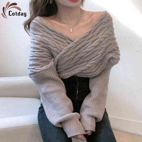 women's sweaters cotday short knitted v-neck autumn and winter fashion lantern sleeve women high street elegant pullovers sweater t220, White;black
women's sweaters cotday short knitted v-neck autumn and winter fashion lantern sleeve women high street elegant pullovers sweater t220, White;black