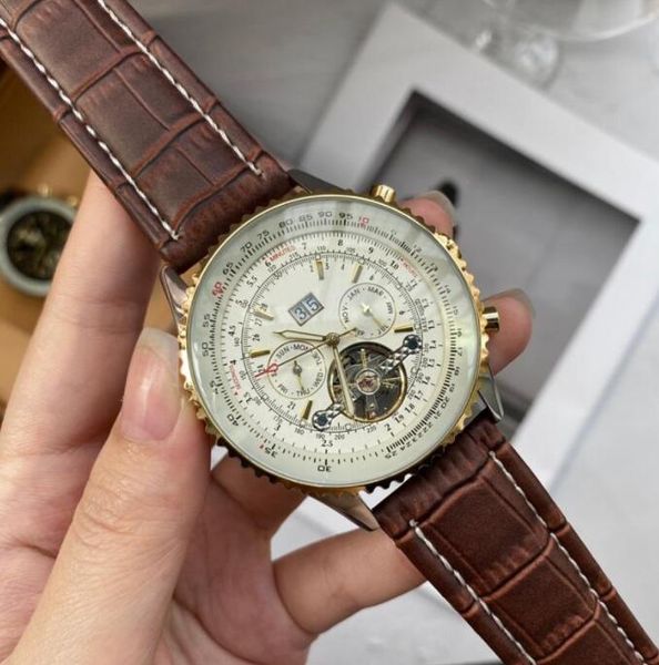 men watches 5-pin flywheel automatic mechanical watch 45mm round bezel fashion business wristwatches de luxe, Slivery;brown
men watches 5-pin flywheel automatic mechanical watch 45mm round bezel fashion business wristwatches de luxe, Slivery;brown