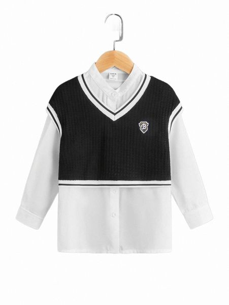 others apparel toddler girls patched detail striped trim tank & mock neck shirt s8zo#, Black;white
others apparel toddler girls patched detail striped trim tank & mock neck shirt s8zo#, Black;white