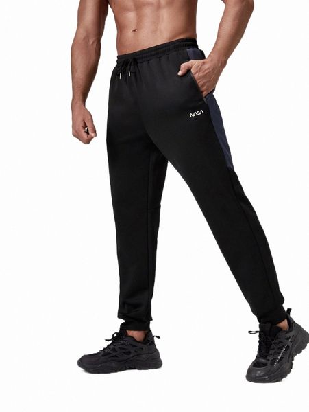 men's pants men letter graphic drawstring waist contrast side seam sports pants 23jk#, Black
men's pants men letter graphic drawstring waist contrast side seam sports pants 23jk#, Black
