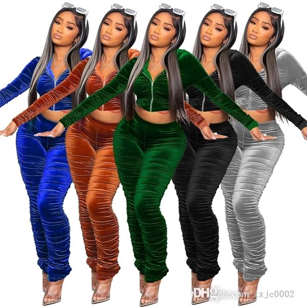 autumn winter women velvet tracksuits sweatsuit zippers high waist long sleeve hooded pleated stacked pants 2 piece outfits, Gray
autumn winter women velvet tracksuits sweatsuit zippers high waist long sleeve hooded pleated stacked pants 2 piece outfits, Gray