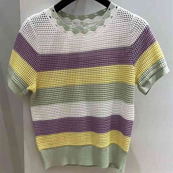 women's knits tees fadan 's spring and summer french stripe color matching versatile slim crocheted short sleeve knitted t-shirt, White
women's knits tees fadan 's spring and summer french stripe color matching versatile slim crocheted short sleeve knitted t-shirt, White