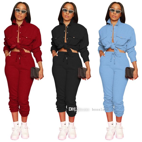 designers women two piece pants tracksuits fall and winter button shirt sweater fabric suit elastic outfits, White
designers women two piece pants tracksuits fall and winter button shirt sweater fabric suit elastic outfits, White