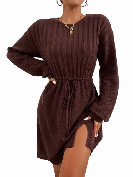 women's sweaters drawstring waist drop shoulder split hem sweater dress w9ha#, White;black
women's sweaters drawstring waist drop shoulder split hem sweater dress w9ha#, White;black