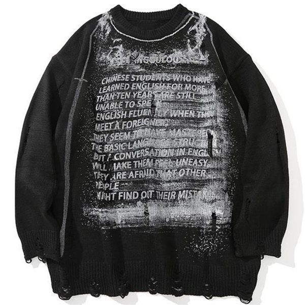 men's sweaters retro vintage sweater black loose hip hop streetwear letter pullovers men clothing harajuku fashion male casual knitwear, White;black
men's sweaters retro vintage sweater black loose hip hop streetwear letter pullovers men clothing harajuku fashion male casual knitwear, White;black