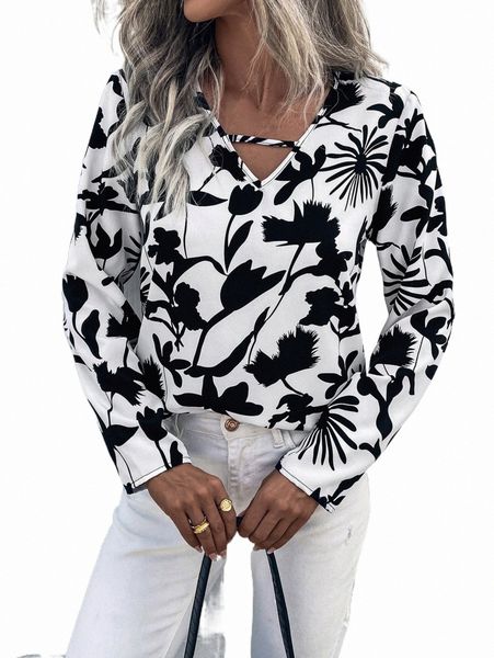 women's blouses & shirts floral print keyhole neck blouse 64ho#, White 
women's blouses & shirts floral print keyhole neck blouse 64ho#, White