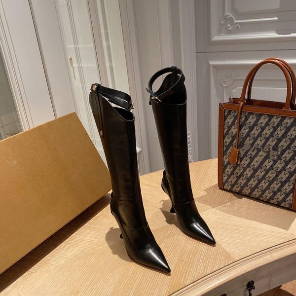 european station boots 2022 autumn and winter new layer cowhide pointed stiletto high-heeled v-belt buckle boots, Black
european station boots 2022 autumn and winter new layer cowhide pointed stiletto high-heeled v-belt buckle boots, Black
