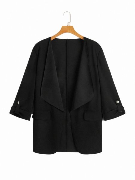women's two piece pants waterfall collar roll tab sleeve open front blazer r1fc#, White
women's two piece pants waterfall collar roll tab sleeve open front blazer r1fc#, White