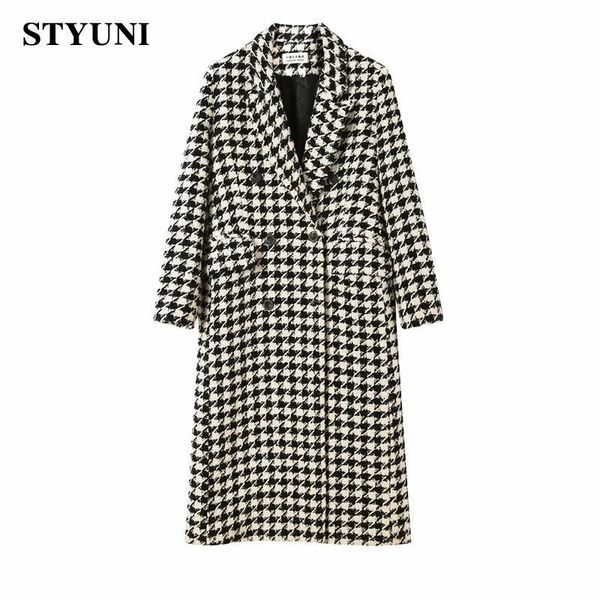 women's wool blends houndstooth vintage suit collar woolen women's coat windbreaker korean fashion trench thicken coats jackets wo, Black
women's wool blends houndstooth vintage suit collar woolen women's coat windbreaker korean fashion trench thicken coats jackets wo, Black